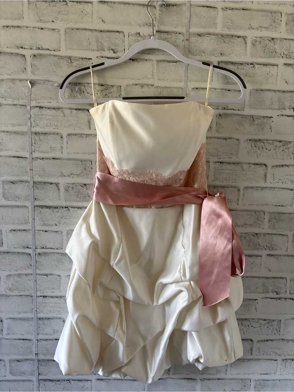 Jessica McClintok for Gunne  Sax Ivory Strapless Dress with Pale Pink Hue